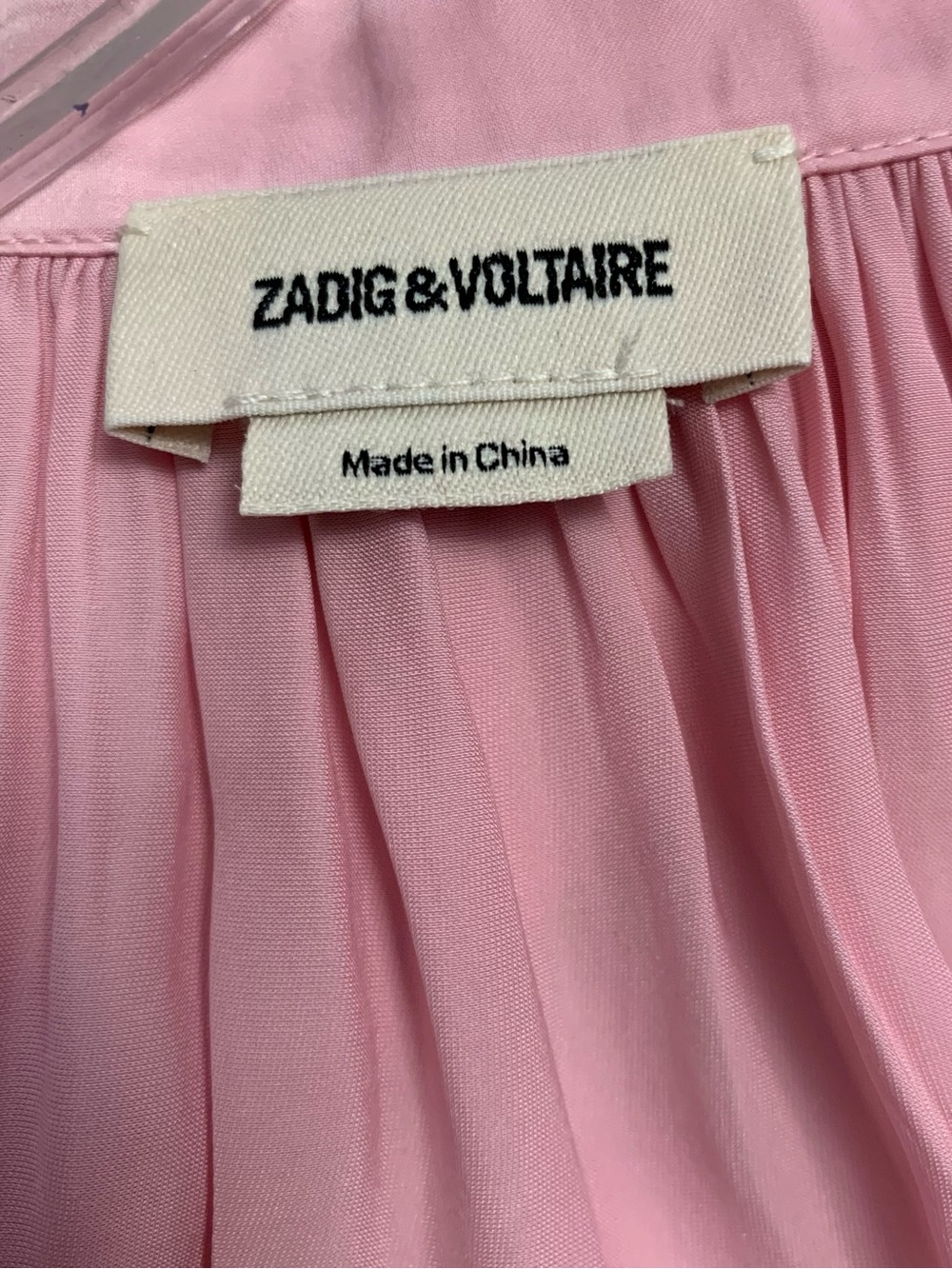 Zadig & Voltaire Blouse Top Womens S Tink Satin Vneck Long Sleeve Pink Glam - Picture 14 of 16